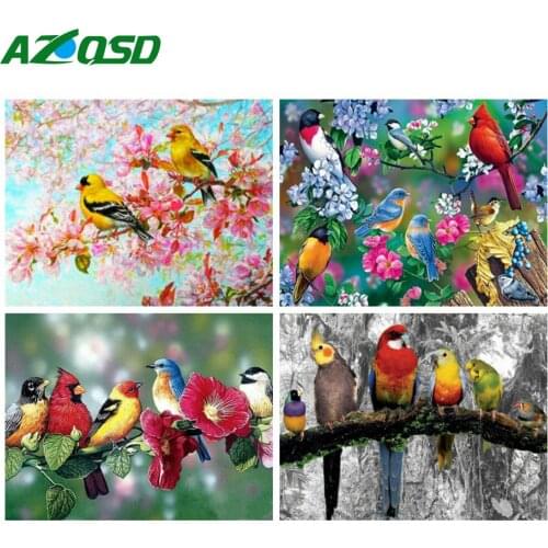 AZQSD Diamond Painting 5d Birds Flower Diamond Embroidery Animal Mosaic Rhinestones Home Decor Gift Needlework Cross Stitch Kits