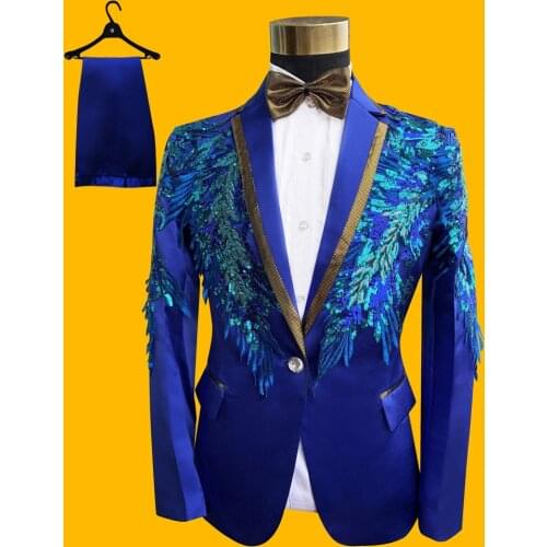 Shinny Sequin Outfits Men Ceremonies Stage Host Performance Single Chorus Show Mans Suit Wedding Party Mens Outfit 5xl