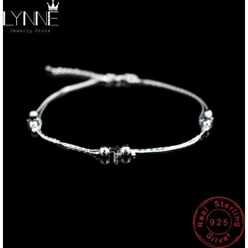 New Fashion Sexy Beach Star Anklets 925 Sterling Silver Simple Double Layer Stars&Small Bead Anklet Bracelets Women Jewelry Gift