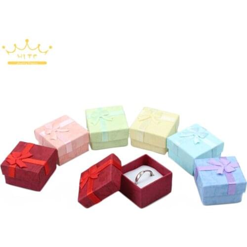 Paper Jewelry Box Colorful Bow Wedding Earrings Organizer Storage Party Gift Box Ring Box Wholesale 12pcs/lot