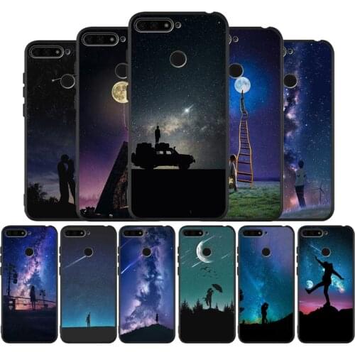 Night Scenery black Silicone Phone Case For honor 20 Pro 8 8X 9 10 20 Lite for Mate 10 30 Lite Pro cover