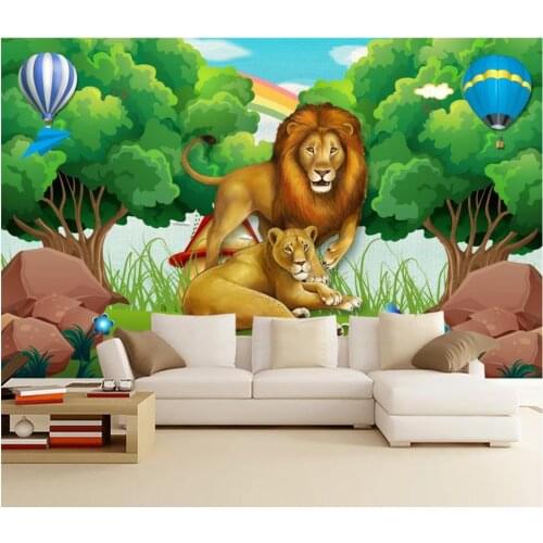 Custom photo wallpaper for walls 3 d murals wallpapers Forest animal mobilization woods lion childrens room kids room mural