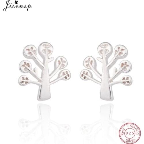 Jisensp 925 Sterling Silver Earrings Fashion Cute Tiny Leaf Stud Earrings for Girls Daughters Jewelry Gift Leaves Earing Brinco
