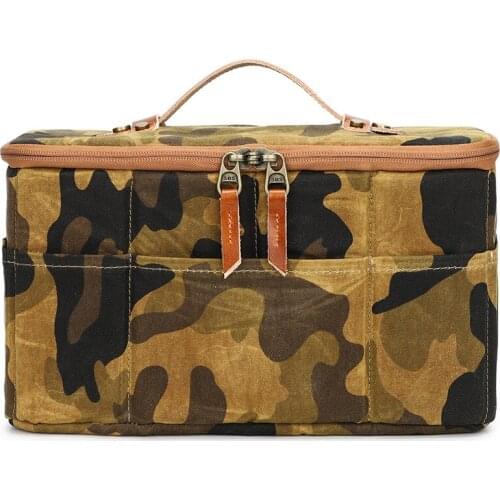 Camouflage Canvas Waterproof Padded Camera Bag Portable Shockproof Insert SLR Carry Case Photography Handbag Camera Lens Pouch