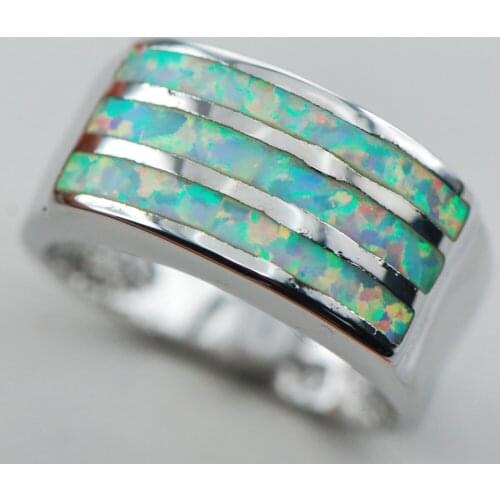 White Opal 925 Sterling Silver Ring Size 6 7 8 9 10 R1306