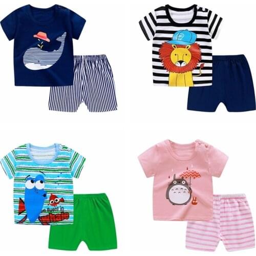 Summer Clothes Set Kids Baby Boy Clothing Set Infant Newborn T-shirt+pants 2-piece Set Children Girls Outfits Sportwear