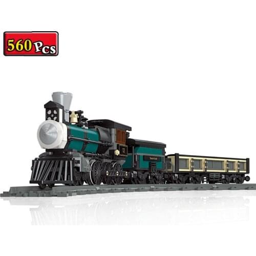 City Creative Transportation Series Classical Steam Train Passenger Train MOC Model Building Blocks Bricks Toys Gifts