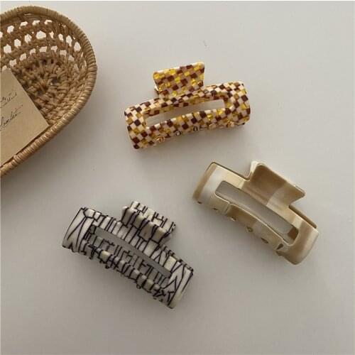 Korean Vintage Color Plate Hair Clips for Women Fashion Geometric Shower Hairpin