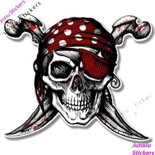 Personalized Pirate Skull Jolly Roger Car Stickers Decals Bumper Bodywork Windshield Cover Scratches Car Accessories KK12*11cm