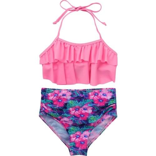 Summer Cute Baby Kids Girl Bikini Set Adjustable Halter Swimwear Beach Bathing Suit Two Piece Swimsuit Tankini Tops Bottoms