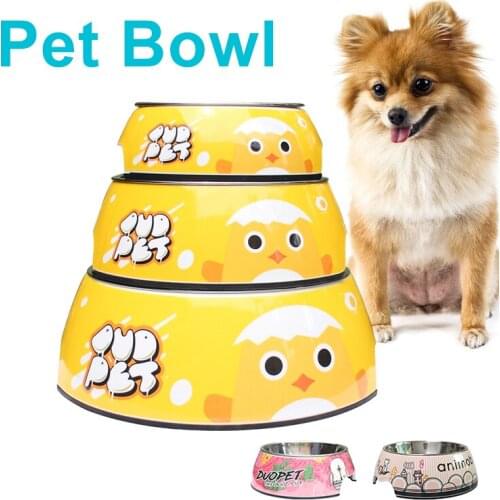 Pet Dog Bowls Cute Cartoon Animals Printed High Quality Durable Stainless Steel Cat Feeder Tool Dog Water feeder Puppy Accessory