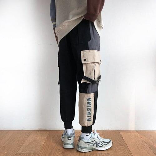 Harajuku Fashion 2021 Men Jogger Harem Pants Gothic Style Trip Streetwear Pants Pockets Ribbons 4 Seasons All-match Men Clothing