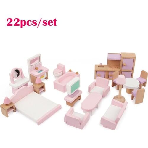 22Pcs Dollhouse Furniture Toys Set Dollhouse Miniature Furniture For Kids Simulation Furniture Miniature Toys Pretend Dolls Set