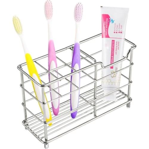 Stainless Steel Premium Toothbrush Toothpaste Cup Holder Stand for Bathroom UK