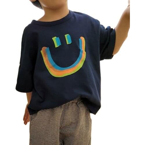 New Good Quality Factory Price Fashion Hot Selling Childrens Loose Simple Cartoon Print Casual Cotton Short-Sleeved T-Shirt