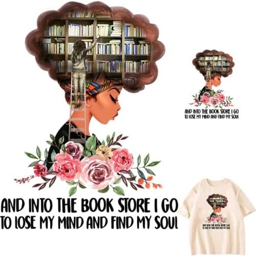 Bookshlf Girl Iron-On Transfers For Clothing A-Level Washable Woman T-Shirts Thermo Adhesive Patches Creativity Clothes Stickers