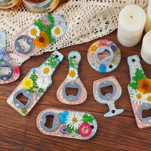 Transparent Silicone Mould Creative Beer Spanner Bottle Opener Dried Flower For DIY Keychain Mold Epoxy Resin Molds