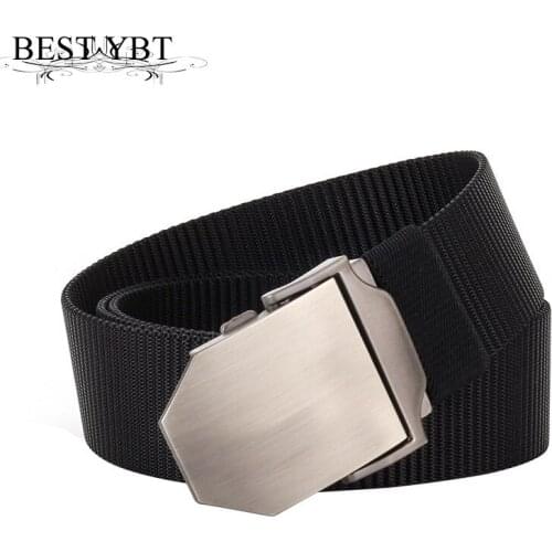 Bset YBT Unisex Nylon Belt Alloy Automatic Buckle Belt Fashion Simple Outdoor Casual Sport Cowboy Men & Women High Quality Belt