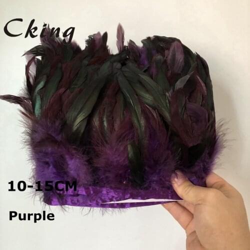 Good 10meters conque Feather Trimming 10-15cm 4-6inch strip Rooster Schlappen Hackle fringes real & natual chicken feather trims