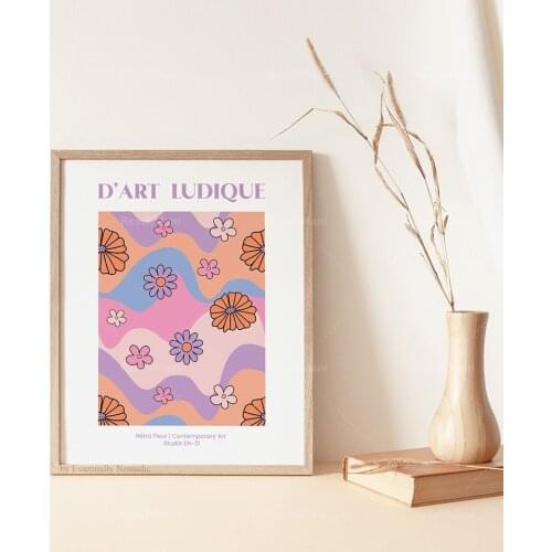 70s retro floral prints, printable museum posters, flower power 60s 70s hippie posters, abstract retro wall art, hippie psychede