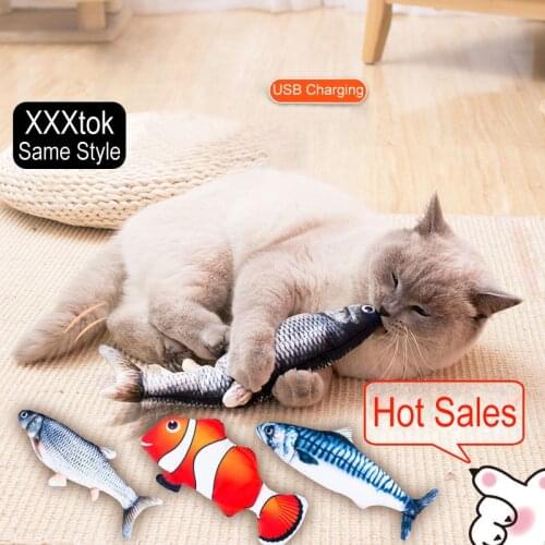 30Cm Cat Toys Fish USB Electric Charging Simulation Dancing Jumping Moving Floppy Fish Cat Toy Electronic Fish For Cats Toys