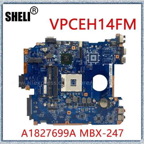 SHELI For SONY VPCEH VPCEH14FM Laptop Motherboard MBX-247 HM65 A1827699A DA0HK1MB6E0