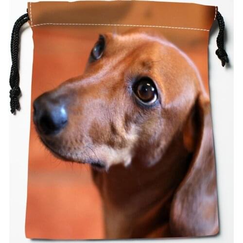 Custom Dachshund Animal Pet Drawstring Bags Bright Color Printed Gift Bag Travel Pouch Storage Clothes 18x22cm Satin Fabric New