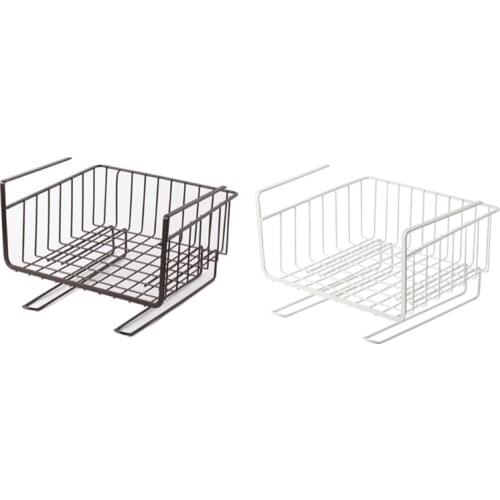 2 Pcs Wrought Iron Rack Wall Hanging Storage Organizer Kitchen Under Cabinet Shelf Basket