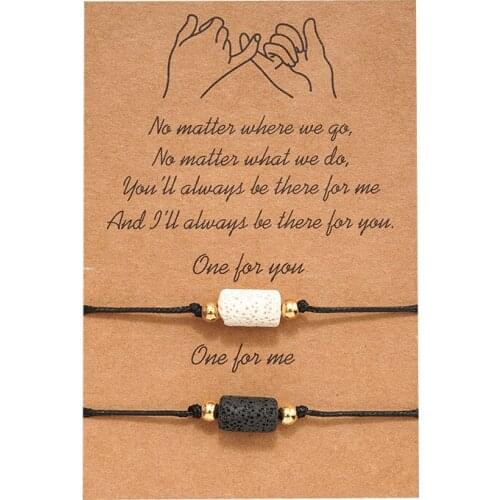 Vintage Square Shape Natural Stone Paper Card Bracelet men Women Adjustable Lucky Black String Bracelets Femme Fashion Jewelry