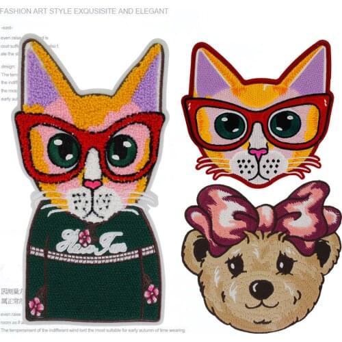 Embroidery bear patch,cute cat badges,diy accessory,chenille cats patches sew on cartoon bears appliques