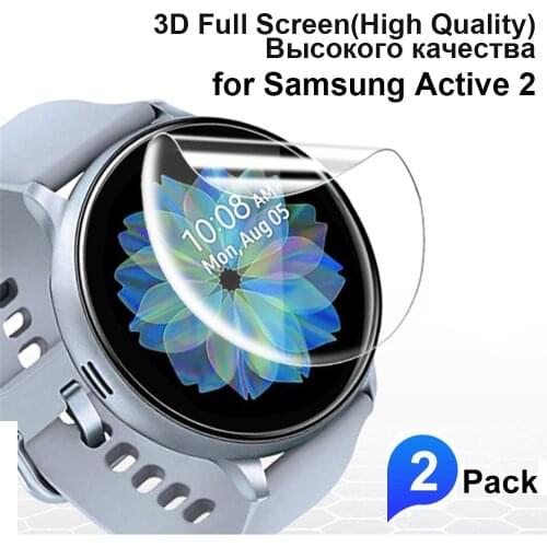 2pcs 3D Full Curved Screen Protector for Samsung Galaxy Watch Active 1 2 Tempered PET Soft Protective for Active2 40mm 44mm