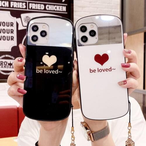 Mirror Case For iPhone 12 Pro Max mini 11 Pro Bling Love Tempered glass Back Cover For iPhone SE 2020 XS Max XR 6 7 8 Plus