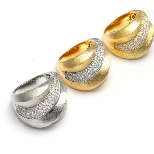 TIRIM Irregular Rotating ring Wide Version Women Rings Cubic Zirconia Jewelry For Wedding Party Engagement Brushed-finish Rings