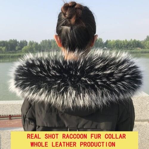 Winter womens real natural raccoon fur collar 100% womens warm large size raccoon Scarf Shawl