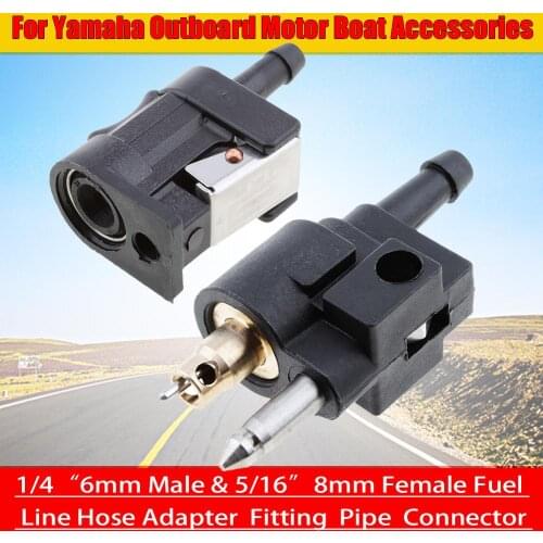 1 Set 1/4 ″ 6mm Male & 5/16 ″ 8mm Female Fuel Line Hose Adapter Fitting Pipe Connector for Yamaha Outboard Motor Boat Accessorie