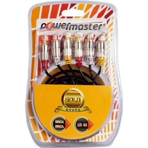 3 RCA + 3 RCA 1.8 METERS GOLD TIPPED AMBALAJLI 1. QUALITY CABLE POWERMASTER