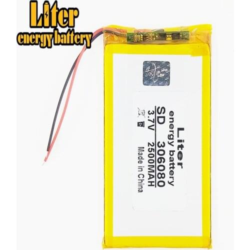 306080 3.7V 2500mah polymer rechargeable battery FOR 3.7V 306080 PLUG Lithium polymer battery