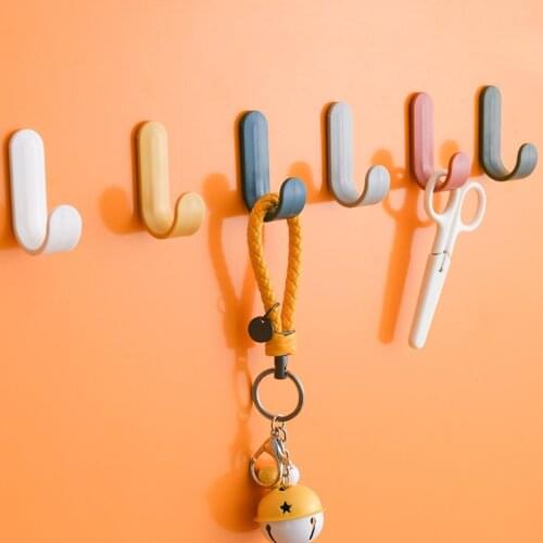 4Pcs/Set Strong Self Adhesive Towel Hooks Plastic Door Hangers Self Adhesive Wall Organizer Hat Racks Keys Hanger Home Decor