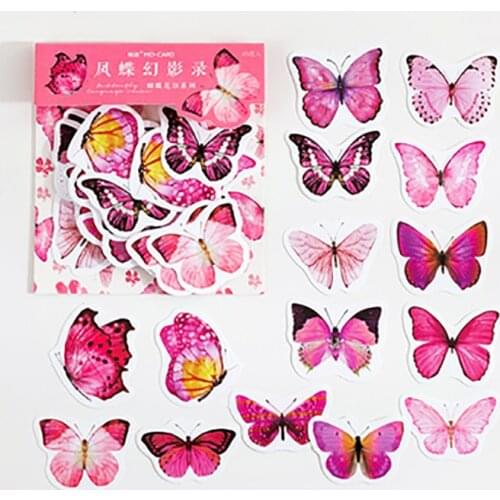45 pcs/Pack Colorful Butterfly Flowers DIY Decorative Stickers Diary Handbook Planner Decoration Notes