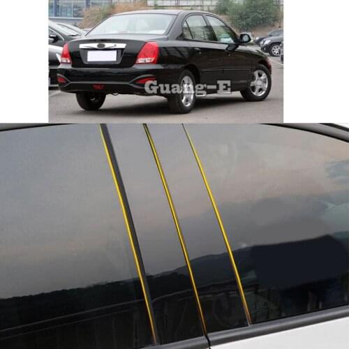 Car PC Material Pillar Post Cover Door Trim Window Piano Black Molding Sticker Plate For Hyundai Elantra Avante 2005 2006-2011