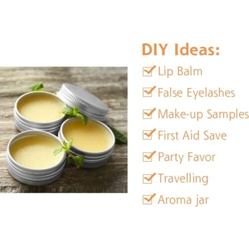 5 Pack 200ml Portable Empty Cosmetic Silver Aluminium Pot Jar Tin Lip Gloss Makeup Container Storage Box 46mm Deep