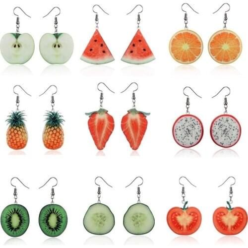 Large Fruit Earrings Acrylic Statement Earring Tropical Fruit Drop Dangle Earrings Summer Earring For Women Girls
