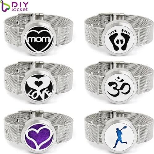 30mm Stainless Steel Aromatherapy Diffuser Bracelet With Free Pads BD115-215