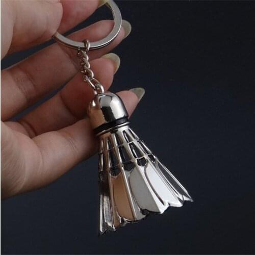 12pcs/lot Zinc Alloy Badminton Keychain For Men Women Keychain Jewelry Key Chain Holder Ring Car Bag Pendant Charm Keyring