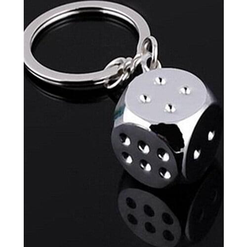 100pcs/lot Creative style Key Chain alloy Metal Dice Model Alloy Keychain For Car Key Ring