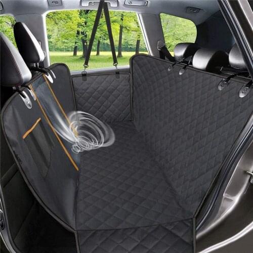Dog Car Seat Cover Waterproof Pet Seat Cover with Mesh Visual Window & Seat Belt Opening & Storage Pockets 147 x 137 cm