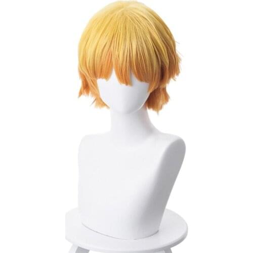 Demon Slayer Agatsuma Zenitsu Wig Kimetsu no Yaiba Yellow Synthetic Heat Resistant Hair Agatsuma Zenitsu Cosplay Wig