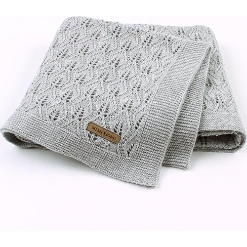 Baby Blanket For Boys Girls 100%Cotton Knitted Toddler Blanket Knit Quilt Super Soft Stroller Bed Sleeping Solid Covers100*80CM