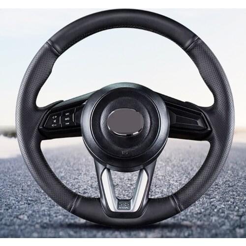 DIY Black Faux Leather Car Steering Wheel Cover For Mazda 3 Onxeira CX4 Atenza CX5 CX30 Interior Accessorie Non-slip