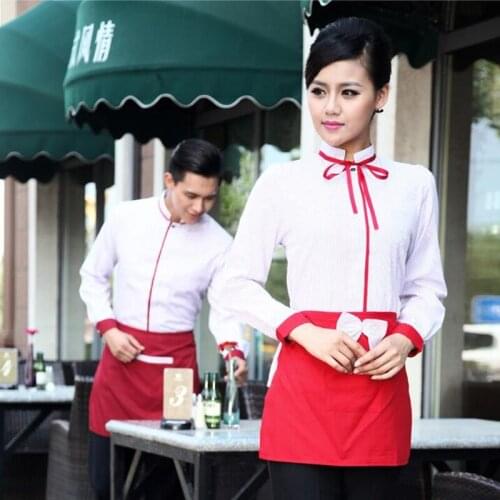 Waitress Overalls Long Sleeves Working Clothes Uniform Chinese Restaurants Hotel Catering High Quality Waiter Men Jacket H2353